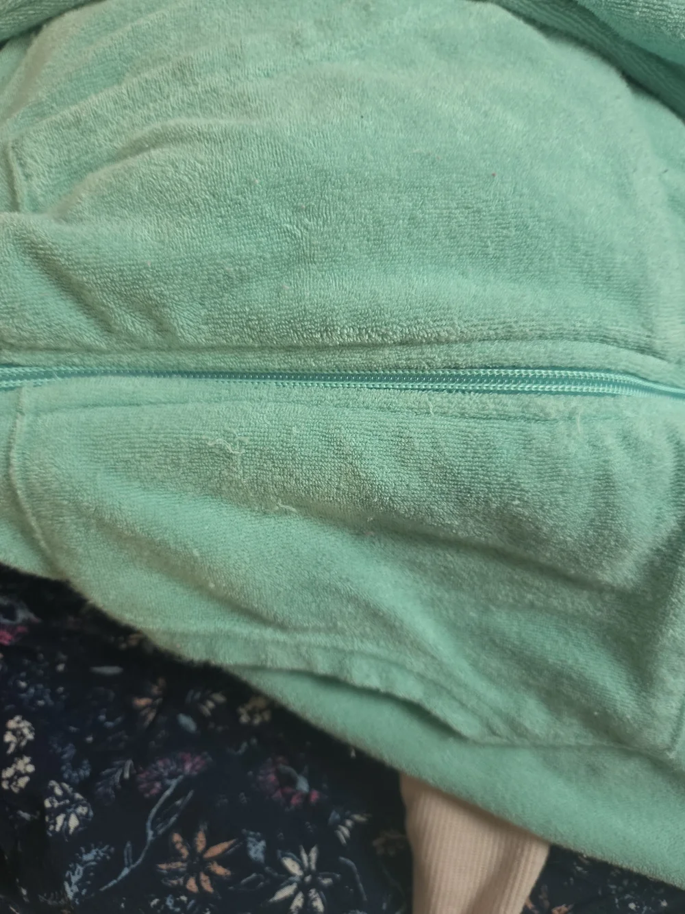 Terry Cloth Romper Mint Zip Hoodie Dress - SO Floral Top